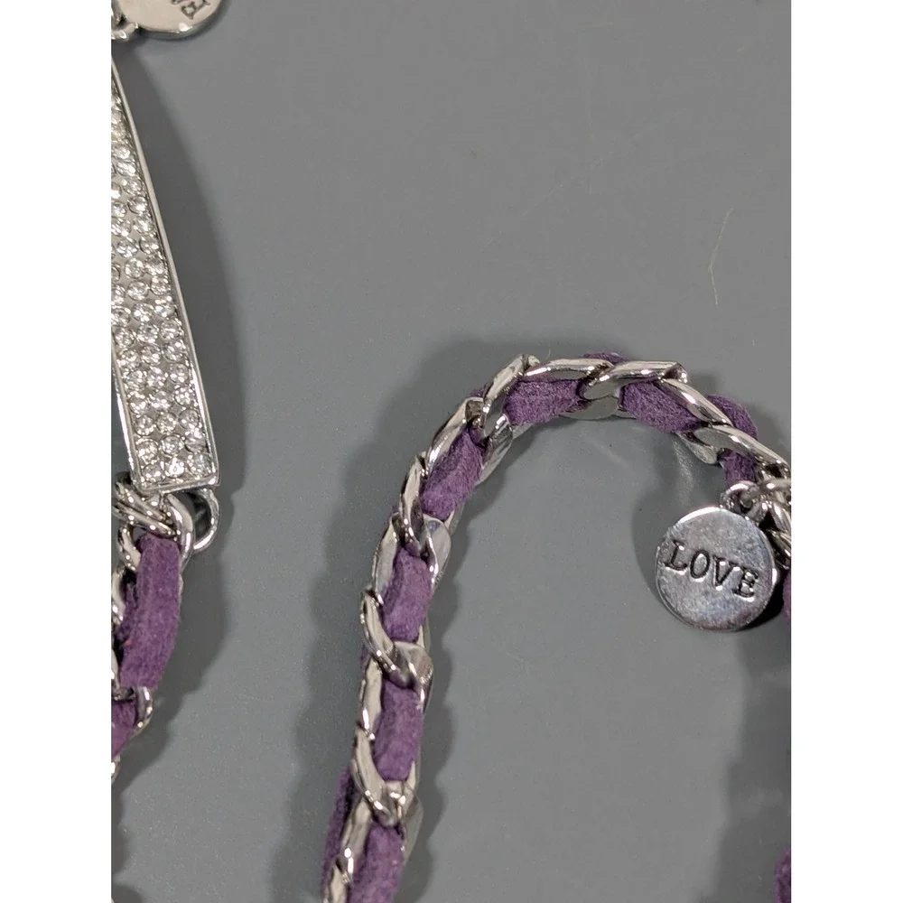 Premier Designs Faith Wrap Bracelet Purple Cord Rhinestone‎ Accents 21.5